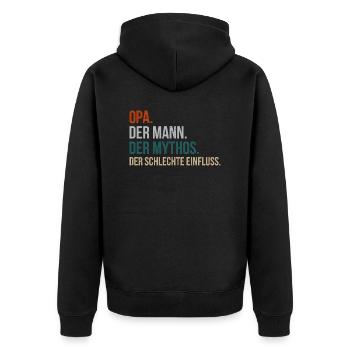 Opa der Mann der Mythos der schlechte einfluss - Unisex Premium Bio Zip Hoodie - Schwarz - Hinten - Nico (187cm)