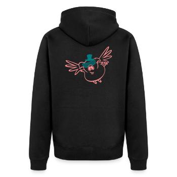 Fliegende Schweine / pig flying (2c) - Unisex Premium Bio Zip Hoodie - Schwarz - Hinten - Nico (187cm)