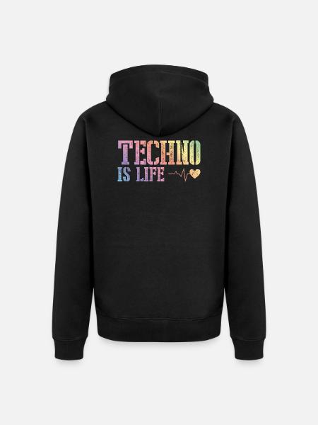 techno is alive - Unisex Premium Organic Zip Hoodie - black