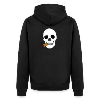 totenkopf mit zigarre - Unisex Premium Bio Zip Hoodie - Schwarz - Hinten - Nico (187cm)