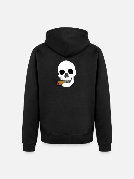 skull with cigar - Unisex Premium Organic Zip Hoodie - black