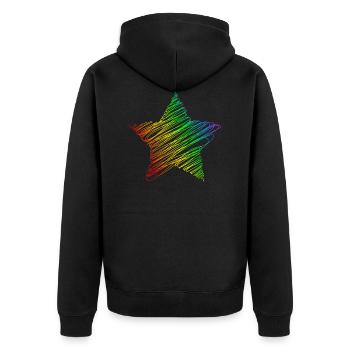 LGBT Regenbogen gay Stern - Unisex Premium Bio Zip Hoodie - Schwarz - Hinten - Nico (187cm)