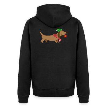 bayerischer Dackel - Unisex Premium Bio Zip Hoodie - Schwarz - Hinten - Nico (187cm)