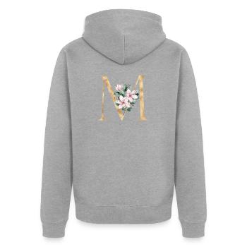 Alphabet M - Veste à capuche bio Premium Unisexe - gris chiné - Dos - Nico (187cm)