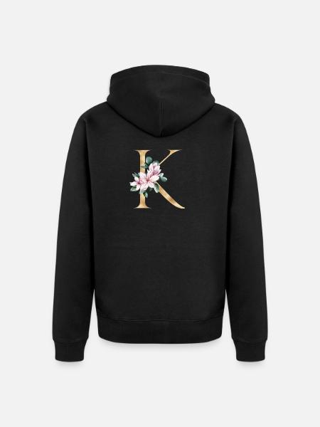 Alphabet K - Unisex Premium Organic Zip Hoodie - black