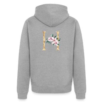 Alphabet H - Veste à capuche bio Premium Unisexe - gris chiné - Dos - Nico (187cm)