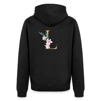 Alphabet L - Unisex Premium Organic Zip Hoodie - black - Back - Nico (187cm)
