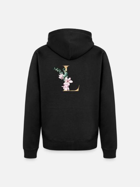 Alphabet L - Unisex Premium Organic Zip Hoodie - black