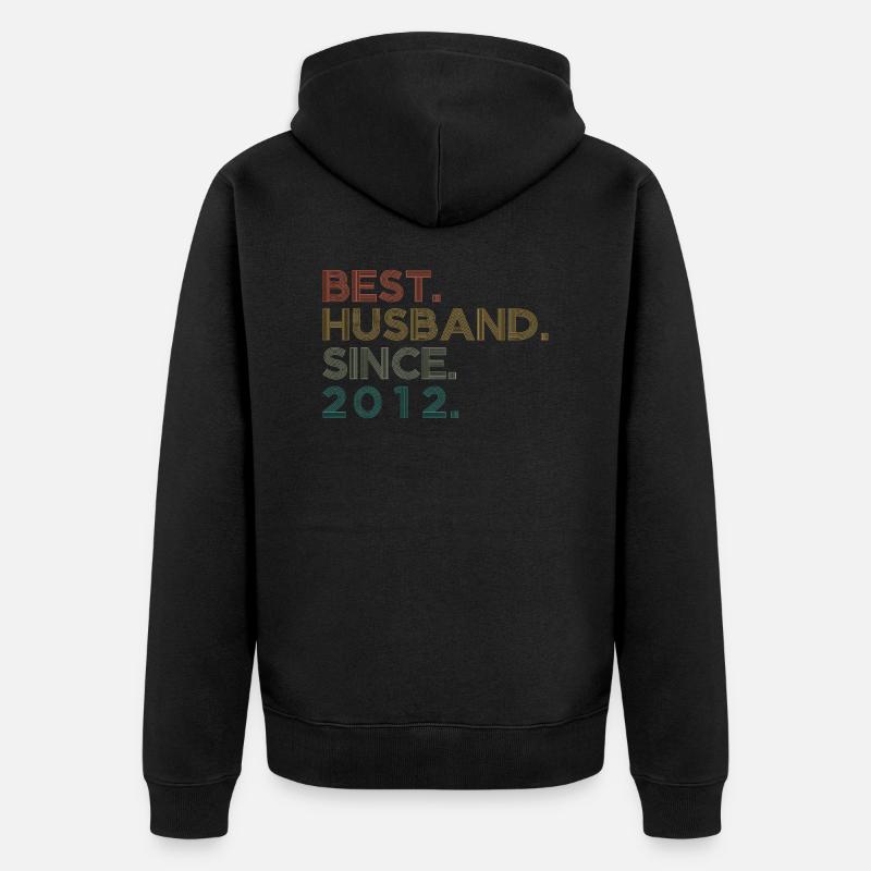 Best Husband since 2012 Geschenk - Unisex Premium Bio Zip Hoodie - Schwarz