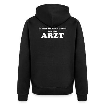 Lassen Sie mich durch ich bin Arzt - Unisex Premium Bio Zip Hoodie - Schwarz - Hinten - Nico (187cm)
