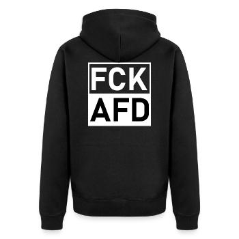 Fck Afd Fck Nzs - Unisex Premium Bio Zip Hoodie - Schwarz - Hinten - Nico (187cm)