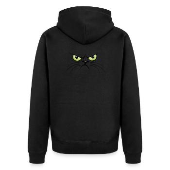 Gesichtsmaske Angry Cat böse Katze Geschenk - Unisex Premium Bio Zip Hoodie - Schwarz - Hinten - Nico (187cm)
