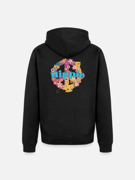 Gaver til hippier | Hippie Peace Gift Ideas - Premium økologisk unisex-hættejakke - sort