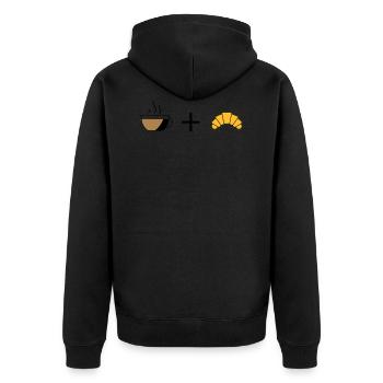 Kaffee und Croissant - Unisex Premium Bio Zip Hoodie - Schwarz - Hinten - Nico (187cm)