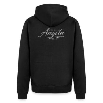 Ich bin dann mal Angeln - Unisex Premium Bio Zip Hoodie - Schwarz - Hinten - Nico (187cm)
