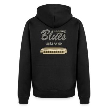 Blues Harp Garder le Blues Alive - Veste à capuche bio Premium Unisexe - noir - Dos - Nico (187cm)