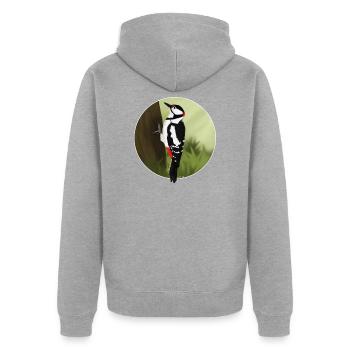 jz.birds illustration de conception oiseau pic - Veste à capuche bio Premium Unisexe - gris chiné - Dos - Nico (187cm)