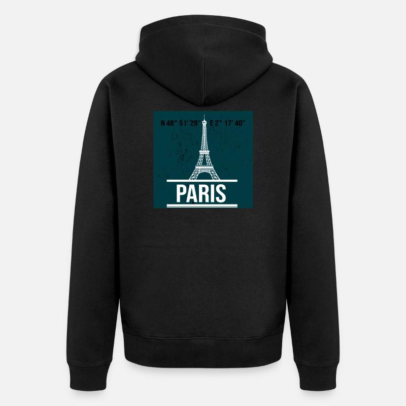 Paris Eifelturm - Unisex Premium Bio Zip Hoodie - Schwarz