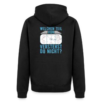 Eishockey | Eishockey Spieler Sport Geschenkideen - Unisex Premium Bio Zip Hoodie - Schwarz - Hinten - Nico (187cm)