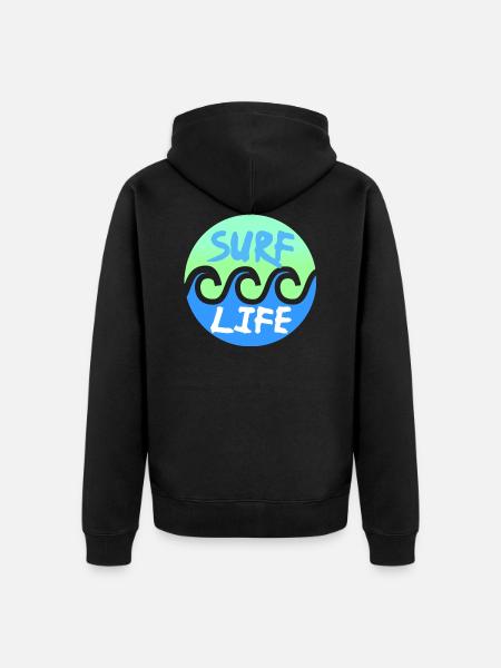 Surfing - Unisex Premium Organic Zip Hoodie - black