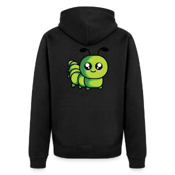 Raupe in grün | süßes Geschenk - Unisex Premium Bio Zip Hoodie - Schwarz - Hinten - Nico (187cm)