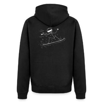 Jumping snowboard rider - Unisex Premium Organic Zip Hoodie - black - Back - Nico (187cm)