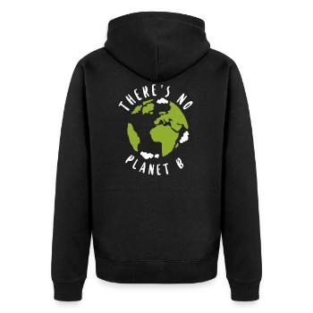Es gibt keinen Planeten B - Unisex Premium Bio Zip Hoodie - Schwarz - Hinten - Nico (187cm)