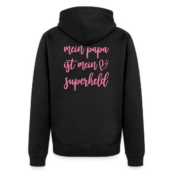 Mon père est mon cadeau de fille super-héros - Veste à capuche bio Premium Unisexe - noir - Dos - Nico (187cm)