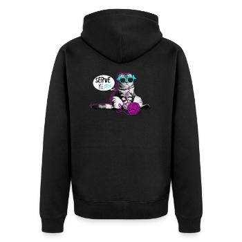 smart cat - Unisex Premium Organic Zip Hoodie - black - Back - Nico (187cm)