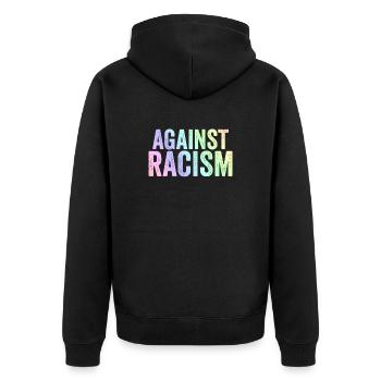 Gegen Rassismus | Antifa Antifaschismus Geschenke - Unisex Premium Bio Zip Hoodie - Schwarz - Hinten - Nico (187cm)
