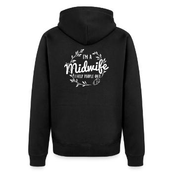 Hebamme | Geburtshelfer Hebammen Beruf Geschenke - Unisex Premium Bio Zip Hoodie - Schwarz - Hinten - Nico (187cm)