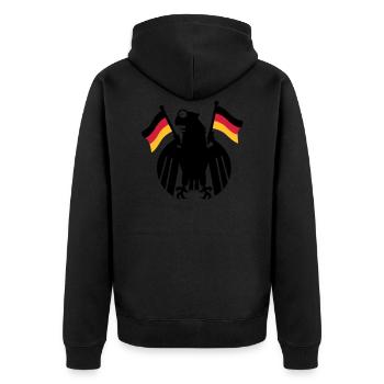 Heraldic Eagle Cartoon / German Eagle Cartoon (3c) - Unisex Premium Organic Zip Hoodie - black - Back - Nico (187cm)
