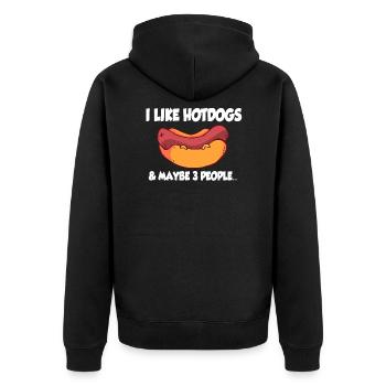 Hotdog Sausage Sausages Fast Food Mustard Gift - Unisex Premium Organic Zip Hoodie - black - Back - Nico (187cm)