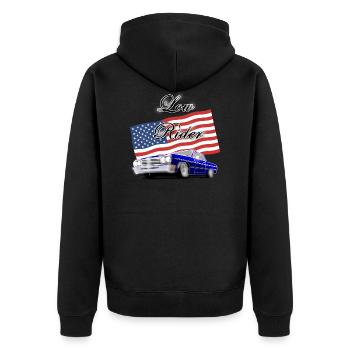 Low rider - Unisex Premium Organic Zip Hoodie - black - Back - Nico (187cm)