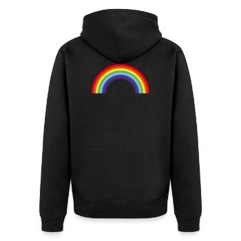 Rainbow / Regenbogen / Arc-En-Ciel (7er) - Unisex Premium Organic Zip Hoodie - black - Back - Nico (187cm)