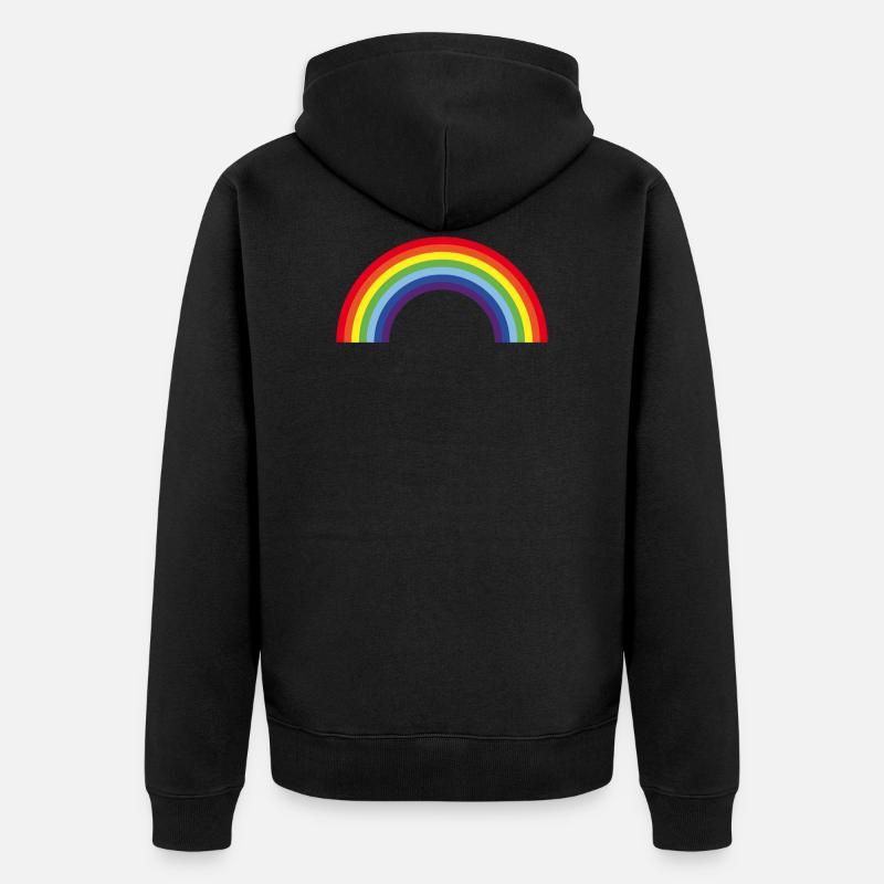 Regenbogen / Rainbow (7er) - Unisex Premium Bio Zip Hoodie - Schwarz