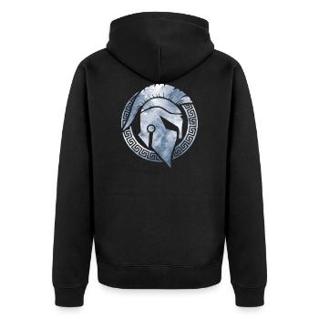 spartan helmet symbol - Unisex Premium Bio Zip Hoodie - Schwarz - Hinten - Nico (187cm)