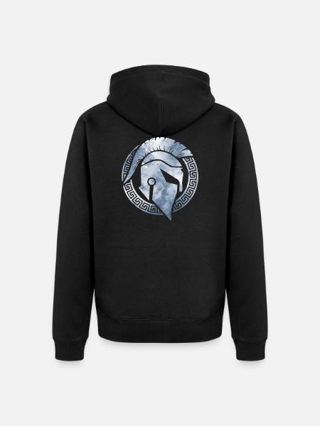 Symbole casque spartiate - Veste à capuche bio Premium Unisexe - noir