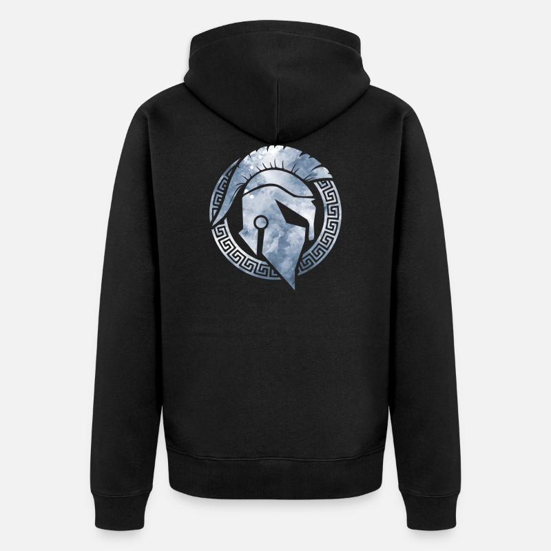 Symbole casque spartiate - Veste à capuche bio Premium Unisexe - noir