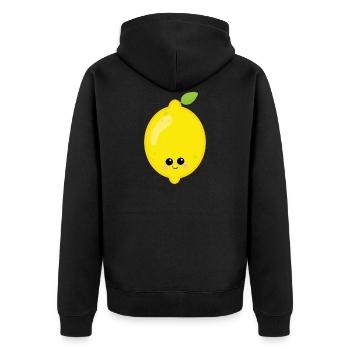 Zitrone - Unisex Premium Bio Zip Hoodie - Schwarz - Hinten - Nico (187cm)
