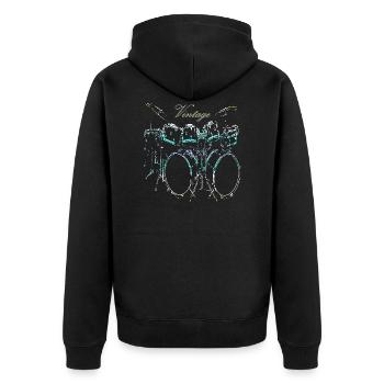 Vintage drum set - Unisex Premium Organic Zip Hoodie - black - Back - Nico (187cm)