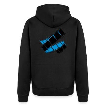 Filmrolle - Unisex Premium Bio Zip Hoodie - Schwarz - Hinten - Nico (187cm)