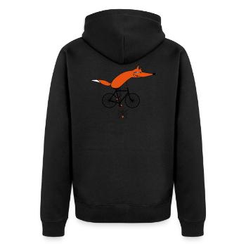 schlauer Fahrradfahrer - Unisex Premium Bio Zip Hoodie - Schwarz - Hinten - Nico (187cm)