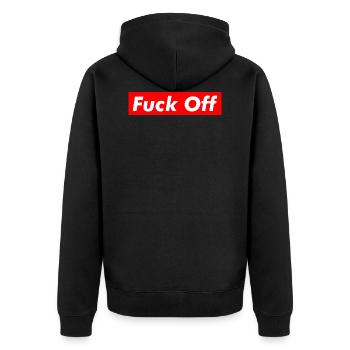 F*ck Off - Veste à capuche bio Premium Unisexe - noir - Dos - Nico (187cm)