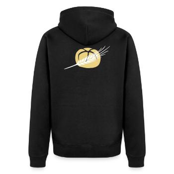 Broetchen Getreide Korn 2farbig änderbar - Unisex Premium Bio Zip Hoodie - Schwarz - Hinten - Nico (187cm)