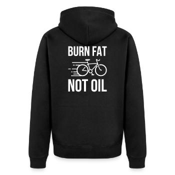 Cadeau de protection de l'environnement de bicyclette Burn Fat Not Oil - Veste à capuche bio Premium Unisexe - noir - Dos - Nico (187cm)