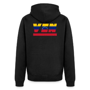 Venezuela Flagge Fahne VEN - Unisex Premium Bio Zip Hoodie - Schwarz - Hinten - Nico (187cm)