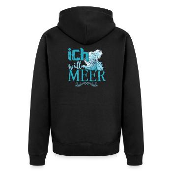 Urlaub – Shirt Strandurlaub Meer Geschenk - Unisex Premium Bio Zip Hoodie - Schwarz - Hinten - Nico (187cm)
