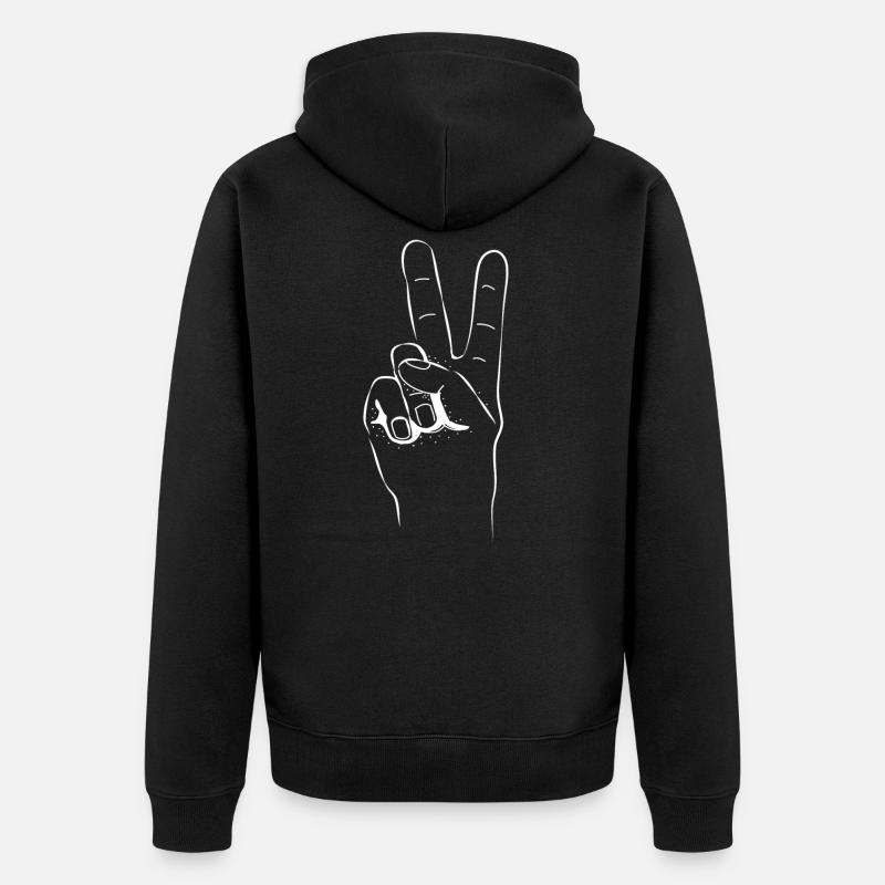 Paix main deux doigts - Veste à capuche bio Premium Unisexe - noir
