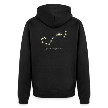 Sternzeichen Scorpion - Unisex Premium Bio Zip Hoodie - Schwarz - Hinten - Nico (187cm)